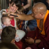 Sherab Gyaltsen Rinpoche blessing sangha children in London, 27 July 2013