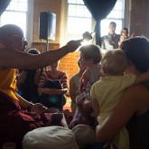 Sherab Gyaltsen Rinpoche blessing sangha children in London, 27 July 2013