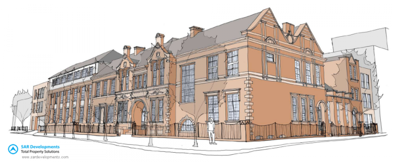 Artist’s impression of the new front view of the Beaufoy Institute