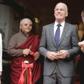 Erica Beaufoy, Jigme Rinpoche, Lama Ole Nydahl and Councillor Paul McGlone having cut the ribbon at the Beaufoy Opening Ceremony