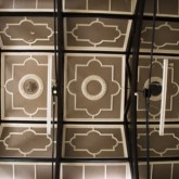 The ceiling of the main hall looks like a Buddhist mandala