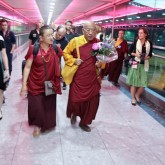 Sherab Gyaltsen Rinpoche arriving at Heathrow airport, 26 July 2013