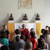 Sherab Gyaltsen Rinpoche and the local sangha gather in the Beaufoy's small meditation hall to practice the 16th Karmapa meditation, 27 July 2013