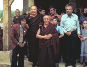 16th Karmapa & Gendun Rinpoche in Dhagpo Kagyu Ling, France 1977 (Photo: Peter Mannox)