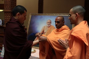 H.H. Karmapa receiving 'nada chadhi' symbolising friendship