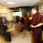 H.H. Karmapa arriving in Euston station, London 13 July 2012
