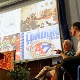 Lama Ole Nydahl and Steve James during London Centre presentation, 14 July 2012