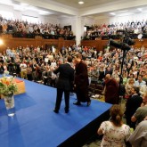 H.H. Karmapa welcomed on stage at Friends Meeting House, London 14 July 2012