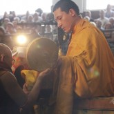 H.H. Karmapa wearing the Black Hat during the initiation of White Dzambhala, London 15 July 2012