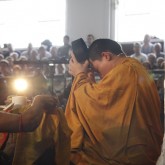 H.H. Karmapa wearing the Black Hat during the initiation of White Dzambhala, London 15 July 2012