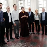 H.H. Karmapa with Lama Ole Nydahl, Caty Hartung and the visionaries and architects of the New London Centre
