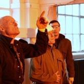 Lama Ole inspects the conditions inside the London Buddhist center building, April 2013