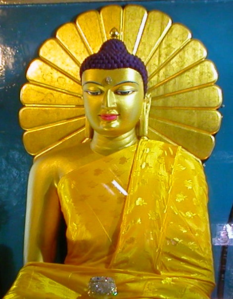 Buddha statue in the Mahabodhi Temple, Bodh Gaya