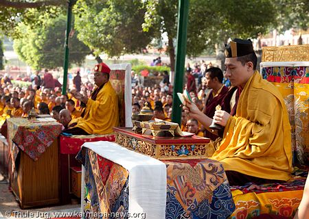 17th Karmapa and 14th Shamarpa at the Kagyu Monlam in Bodh Gaya 2010